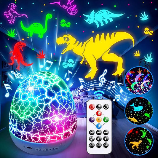 PIKOY Dinosaur Toys for Kids 3-8 Night Light Projector Dinosaur Eggs Boys Christmas Gifts | 15 Sounds & 3D Films | 31Colors & Remote Control | Toddler Boy Toys, Boys Room Decor, Boy Gifts