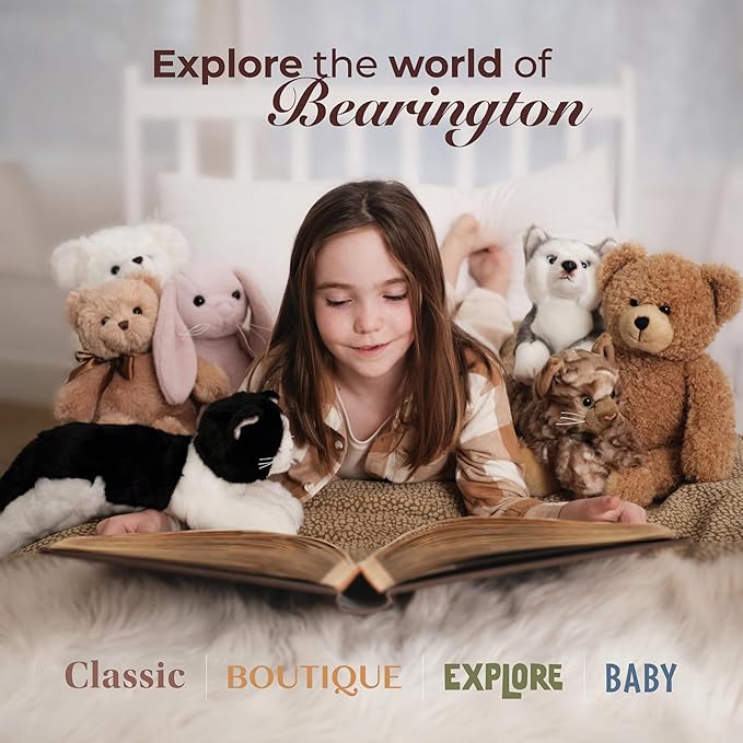 Bearington Collection Lil' Jinx Black Cat Plush Toy, 8-Inch Realistic Stuffed Animal for Kids