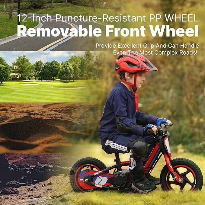 Electric Dirt Bike for Kids 3-6, 170W Racing Experience Lightweight Motorcycle, New Aluminum Frame with 2 Power Modes, 24V Detachable Battery, 12 Inch Knobby Tires