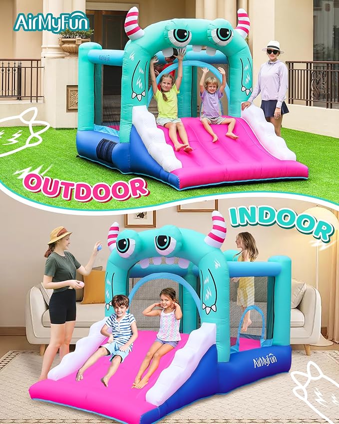 AirMyFun Inflatable Bounce House for Kids, Wide Slide & Jumping Inflatable Bouncer - Toddler Bounce House with Blower for Kids Use Fun Indoor&Outdoor