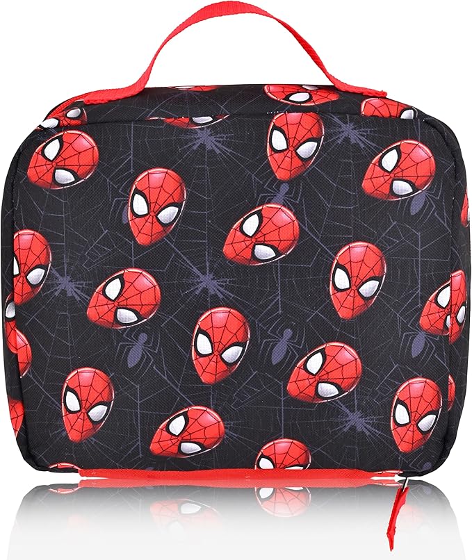Fast Forward Marvel Spiderman Lunch Box for Kids | Insulated Lunch Bag Lunch Box for Boys, Girls, Unisex | Reusable Black Lunchbox