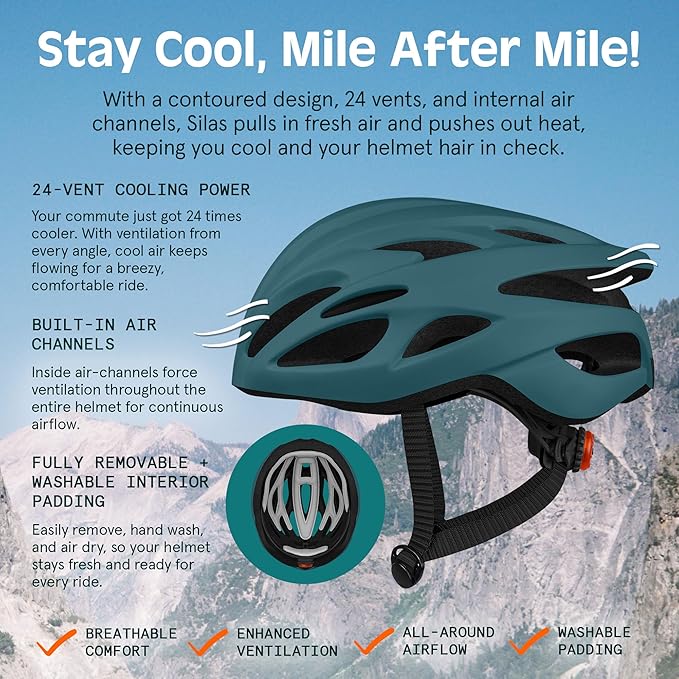Retrospec Silas Adult Bike Helmet with Light for Men & Women - Lightweight, Comfortable