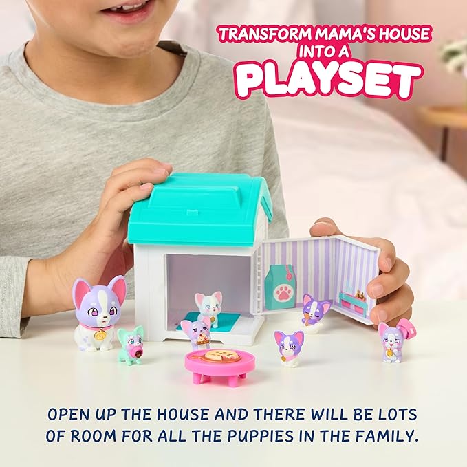 Little Live Pets Dog House Playset Bundle, Mama Surprise Families Frenchie and Spaniel Collection, Interactive Fold-Out Dog Playset Toy for Kids 5+