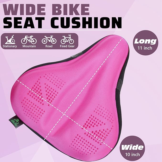 Zacro Bike Seat Cushion - Padded Gel Bike Seat Cover for Men & Women, Padding Bicycle Saddle fit with Peloton/Spin Stationary Exercise/Mountain Road Cycling Bike