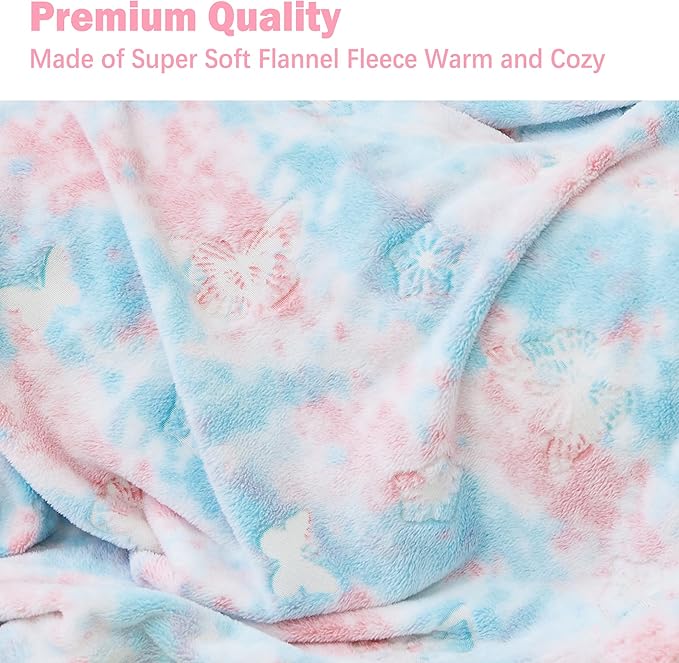 Softan Kids Throw Blanket for Boys and Girls Soft Cozy Flannel, Cute Blanket for Sofa Couch Bed, Christmas Birthday Gift for Kids Toddler, Multicolor Butterfly 50x60 Inches