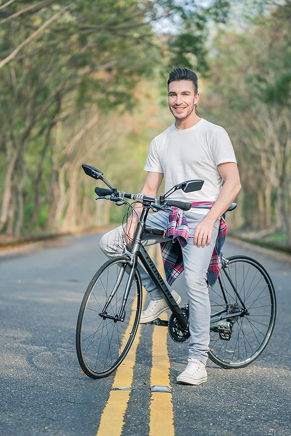 MEACHOW New Scratch Resistant Glass Lens,Handlebar Bike Mirror, Adjustable Safe Rearview Mirror, Bicycle Mirror,ME-003