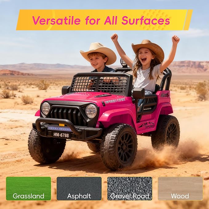 24V Electric Car for Kids Truck Car Ride On Car Kids Car Equipped with Bluetooth,Parental Remote Control,LED Lights,Double Open Doors,Wear Resistant Wheels-Pink