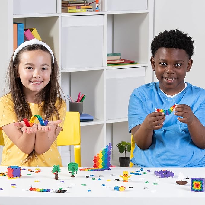 PLUS PLUS Learn to Build Set, Interlocking Mini Building Blocks, 3D Puzzle Construction Stem Toy for Kids - Basic Mix, 400 Pieces
