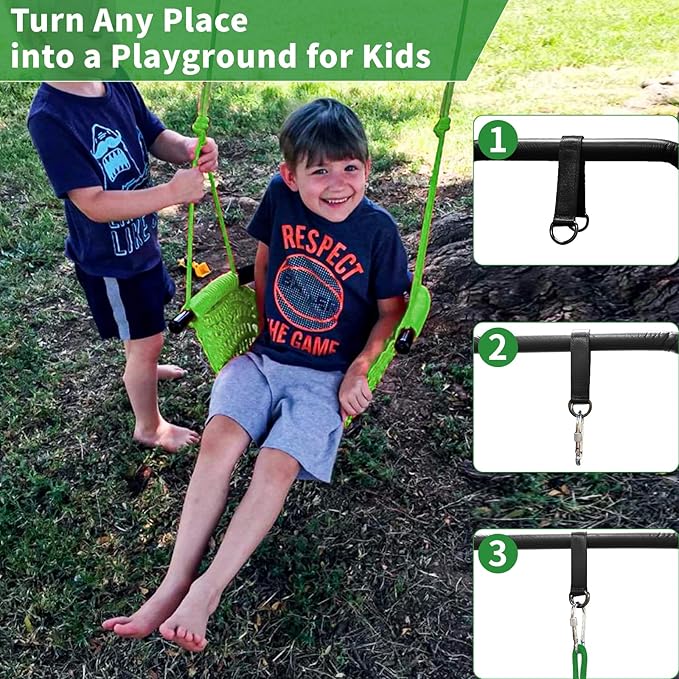 Hi-Na Kids Tree Swing Seat for Kids Rope Swing Seat, Indoor Swing for Kids Outdoor, Backyard Swing Tree Swing Seat Door Swing (Green)