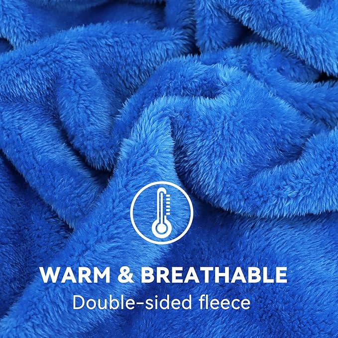 Fleece Throw Blanket Cozy Soft Lightweight Throw Blankets Warm Plush Blue Fall Blankets and Throws Couch Sofa Bed Camping Travel Picnic Outdoor Blanket Bedding Kid Baby Boys Girls Adults 50x70 in
