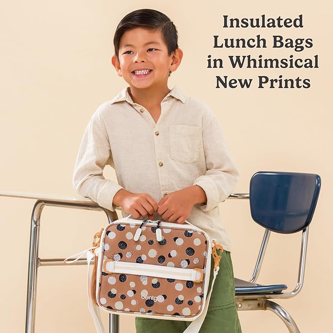 Bentgo Kids Lunch Bag (Whimsy & Wonder Collection) - Durable, Double-Insulated Lunch Bag for Kids 3+; Holds Lunch Box/Water Bottle/Snacks; Water-Resistant Fabric & Zip Pockets (Spots & Dots)