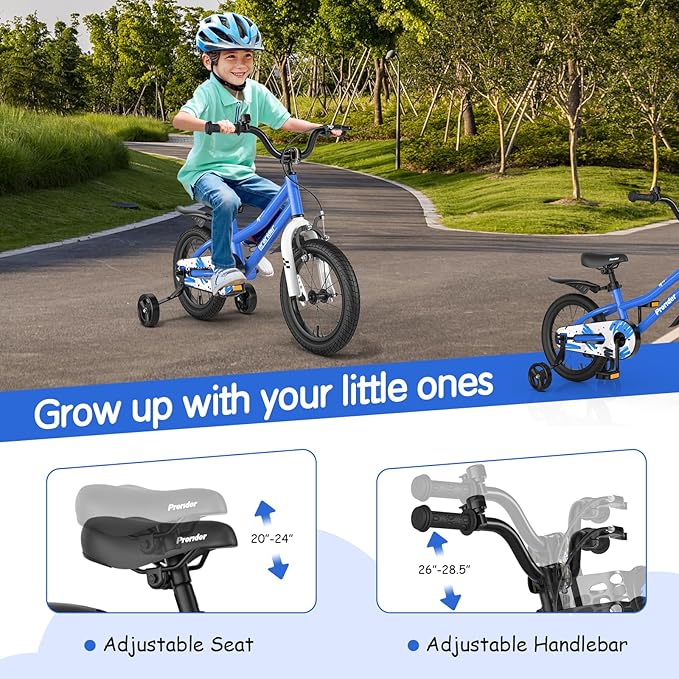 COSTWAY Kids Bike, 12 14 16 18 Inch Toddler Bike for Boys & Girls Aged 3-8 Years Old, Kids Bicycle w/Removable Training Wheels, Handbrake & Coaster Brake, Basket, Bell