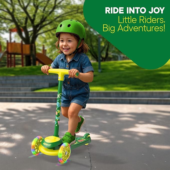 3 Wheel Scooter for Kids, Smooth Light Up LED Front Wheels, Wide Anti Slip Deck, Rear Foot Brake, Easy Lean to Steer Maneuvering, Indoor & Outdoor Ride On Toys for Ages 2 Up
