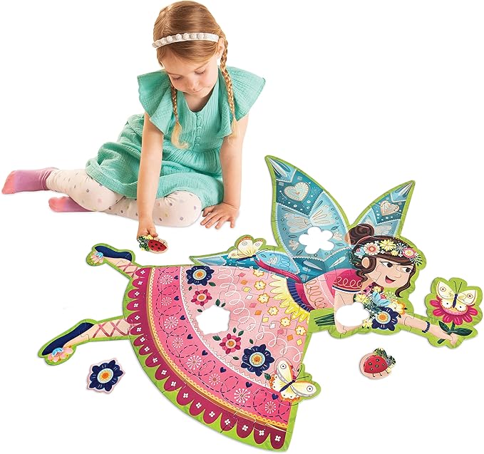 Peaceable Kingdom Shimmer & Glitter Fairy Floor Puzzle – 50pc Giant Floor Puzzle for Kids Ages 5 & up – Fun-Shaped Puzzle Pieces – Great for classrooms