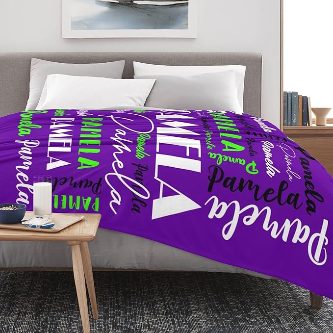 Name Blanket Personalized Blanket for Adult Kids Flannel Customize Throw Blanket Custom (Color 28, 50 x 60 Inches)