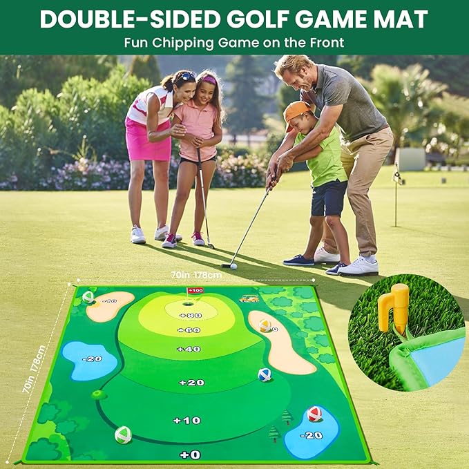 Battle Golf Game Set Chipping Game Practice Mat Games for Backyard Fun and Swing Training, Golf Hitting Mat Play for Golf Parties and Kids Family Activities Outdoor
