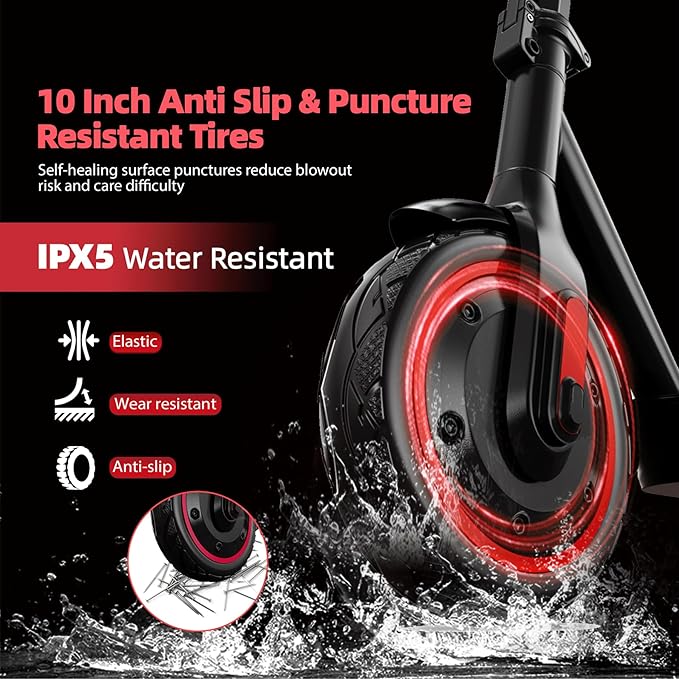 Electric Scooter Adults, 500/600W Motor, 28 MPH Top Speed,10" Vacuum Big Tires, Foldable E-Scooter with App Control & Disc Braking System for Smart APP Contro