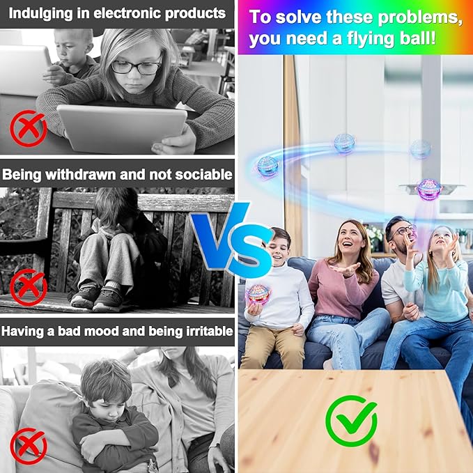 Flying Orb Ball Toy,2025 Upgraded Parachute LED,Magic Hand Controlled Flying Gravity Ball,Cosmic Globe Boomerang,Cool Christmas Birthday Gift for 6 7 8 9 10+ Year Old Boys Girls-Blue & Purple