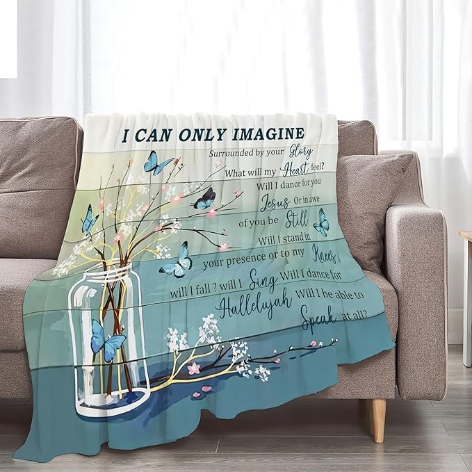 Christian Butterfly Blanket for Women, I Can Only Imagine Fleece Blanket Gifts for Boys Girls, Warm Cozy Soft Flannel Christ Stuff for Bed Sofa Couch 50" x 40"