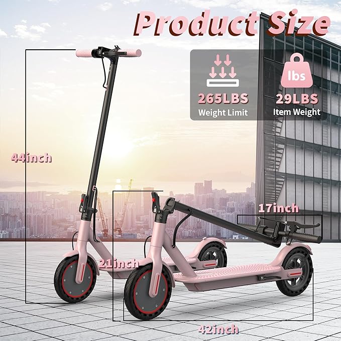 Electric Scooter - 8.5"/10'' Solid Tires, 350W/500W Motor, Up to 19-22MPH and 21-24Miles Long-Range Portable Commuting Scooter for Adults with Double Braking System and App
