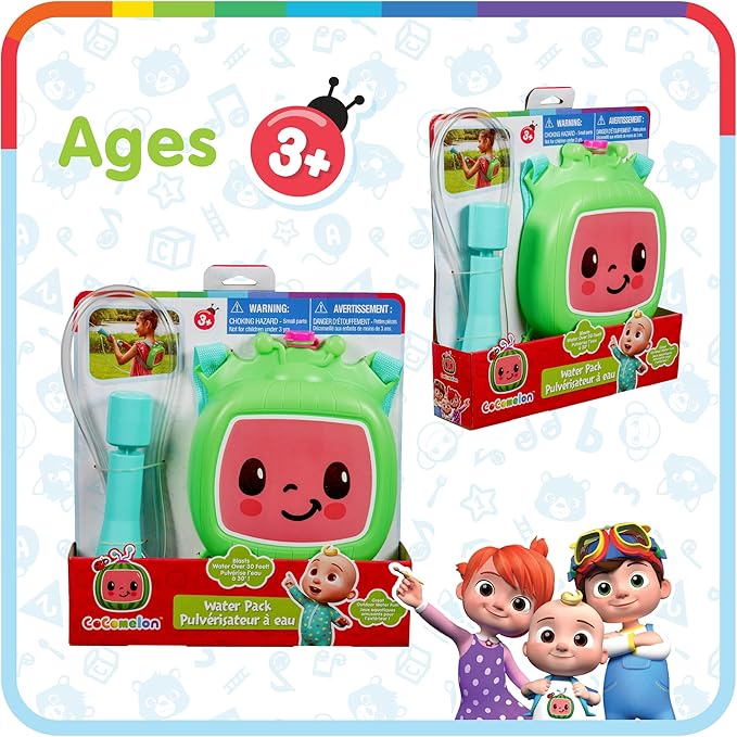 Cocomelon Water Backpack Water Toy, Outdoor Water Blaster for Kids