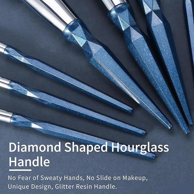 Sapphire Blue Makeup Brush Set Professional, Vegan Makeup Brushes Set, Makeup Brush Set with Case, Glitter Cosmetic Brushes Makeup Set, Make up Brushes Vegan, Make up Brushes Set Professional