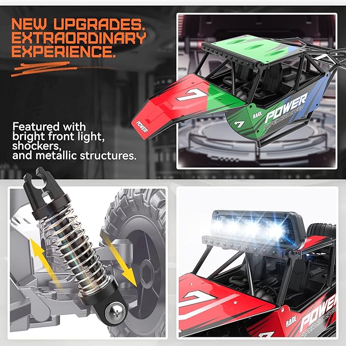 BEZGAR TB141 RC Cars-1:14 Scale Remote Control Car, 2WD High Speed 20 Km/h Electric Toy Off Road RC Car Vehicle Truck Crawler with LED Headlight and Two Rechargeable Batteries for Kids and Adults