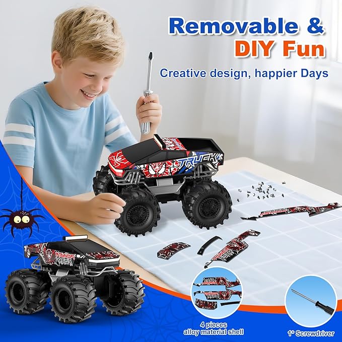 Remote Control Car, Amphibious Monster Truck Toys for Boys RC Cars, 2.4 GHz Waterproof RC Trucks, 1:18 4WD All Terrain Off-Road Pickup, Cool Christmas Birthday Ideas Gifts for Kids 6+ Year Old