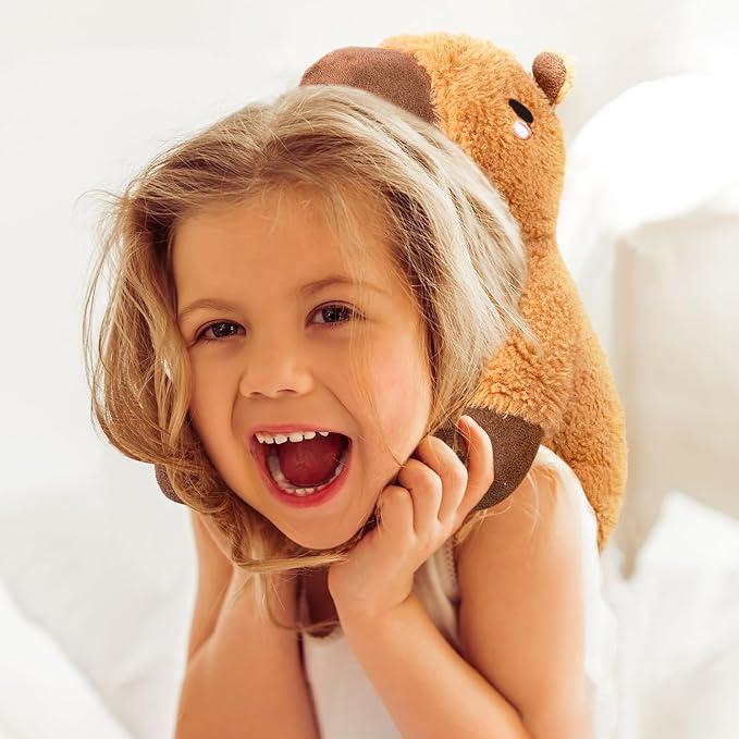 Capybara Microwavable & Weighted Stuffed Animals - 1.5 Lbs Unscented Heating Pad for Period Cramps Pain Relief and Anxiety, Cute Capybara Plush Toys Gifts for Women Girls Adults and Kids by Happy Fuel