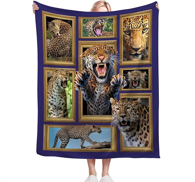 Cheetah Blanket Fleece Soft Warm Plush Wild Animal Throw Blanket Lightweight Plush Fuzzy Cozy Leopard Blankets for Lover Kids Adult Suitable for Couch Sofa Bed 60"X50"