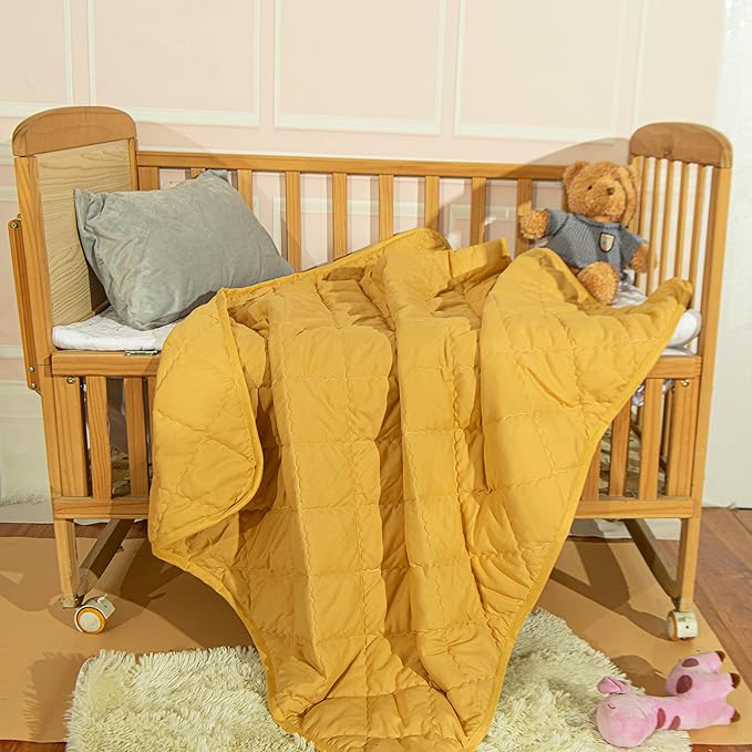 NTBAY Down Alternative Oversized Toddler Comforter, Super Soft and Warm Solid Color Baby Crib Quilted Blanket, 43x60 inches, Yellow