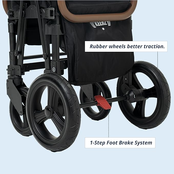 Keenz XC+ EVO - Luxury Comfort Stroller Wagon | Foldable 4 Passenger with Adjustable Canopy | Black