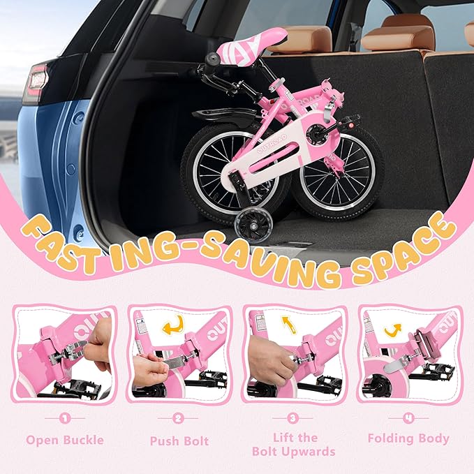 Outroad Kids Bike for Boys Girls Age 3-9 Years Old, 14 16 18 Inch Kid's Bike with Training Wheels, Children Bicycles for Toddler, Blue and Red