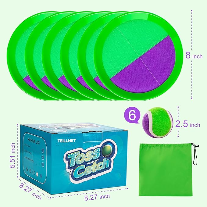 Toss and Catch Ball Set Upgraded 6 Pack- Kids Toys Outdoor Games for Whole Family - Water-Resistant Great for Beach Pool Yard Games - Classic Gift for Boys Girls 3 4 5 6 7 8 9 10 11 12+ Years Old