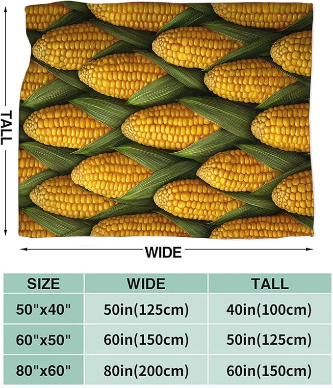 Corn Lover Blanket for Women Girls, Corn Flannel Throw Blanket, Cozy Fleece Soft Stuff Blankets Gift for Kids Couch Sofa Bed 50" x 40"