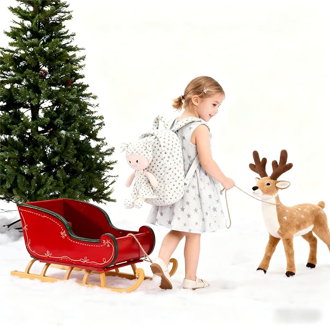 Onetoo Toddler Backpack for Girls 9” – Soft Plush Baby Doll Backpack, Cute Star Dress Stuffed Toy Bag, Perfect Birthday Christmas Gift for Kids, Preschool, Travel & Back to School