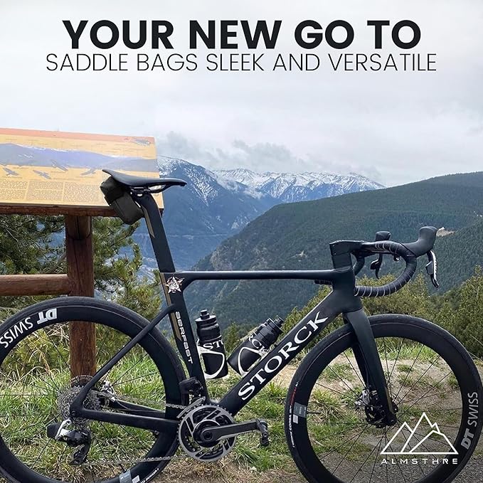 Compact Bike Saddle Bag – Midnight Black (Small) | 0.3L Bike Seat Bag (3" x 4.25" x 1.25") | Water-Resistant Ripstop, Waterproof Zipper, Internal Pocket | Durable Under Seat Storage