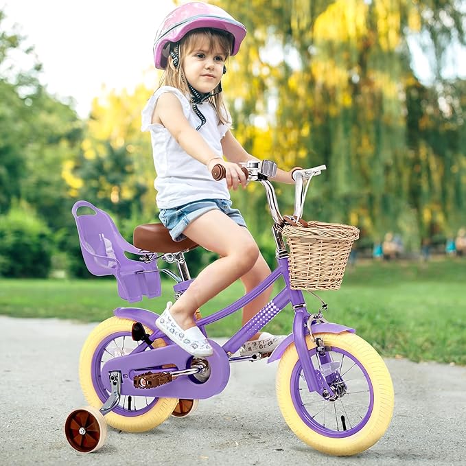 XJD Girls Bike for Toddlers and Kids Ages 2-12 Years Old,12 14 16 Inch Kids Bike with Training Wheels & Basket