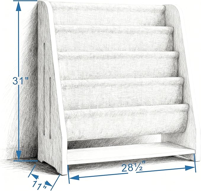 Baby Bookshelf Wood Montessori Kids Book Shelf Dutch Design 5Tier Scalloped,NaturalMapleWood Pattern