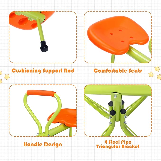 Nova Microdermabrasion Kids Seesaw Swivel Teeter-Totter Home Playground Equipment, 360 Degrees Rotating Safe, Outdoor Fun Toy Set for Kids, Toddlers, Boys, Children (2 Seats)