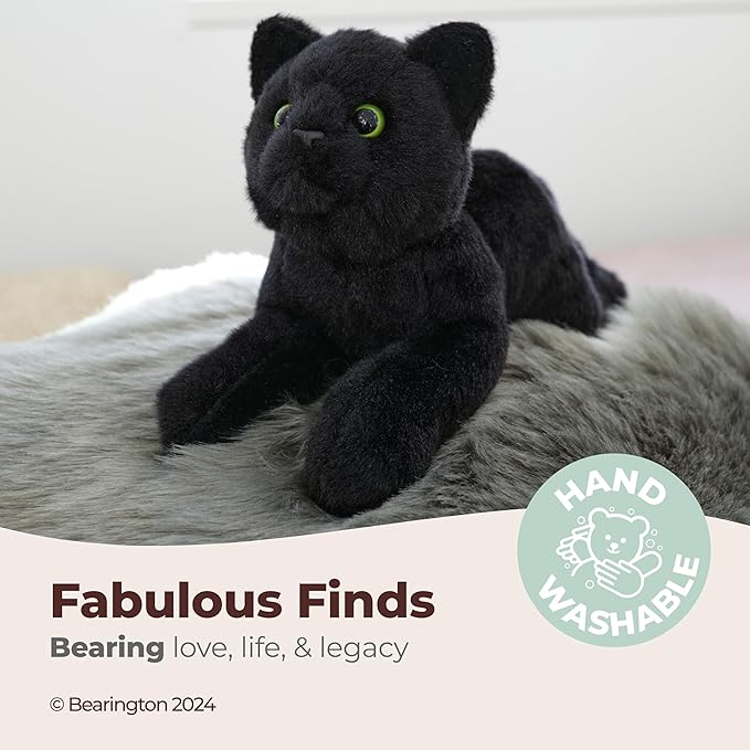 Bearington Collection Lil' Jinx Black Cat Plush Toy, 8-Inch Realistic Stuffed Animal for Kids