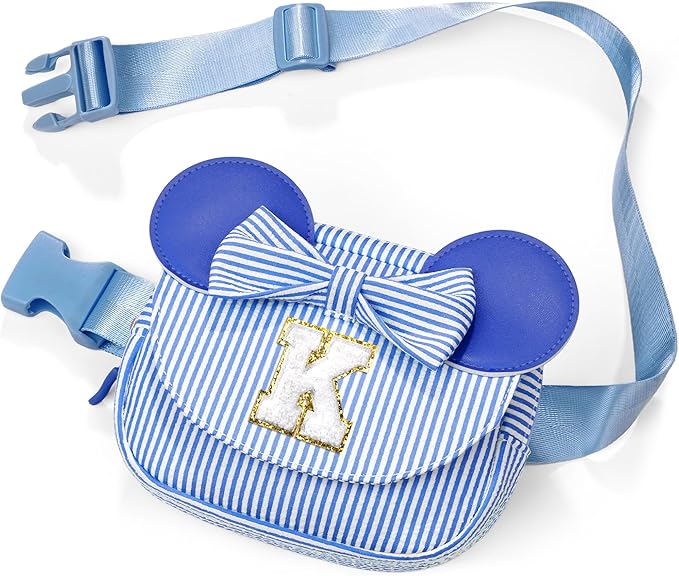 Daughter Gifts - Birthday Gifts for 3 4 5 6 7 8 9 10 11 12 13 Year Old Girls, Initial Fanny Pack Crossbody Bag Belt Bag Purse for Teen Girls Blue K