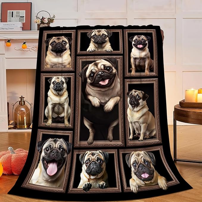 French Bulldog Blanket, Frenchie Throw Blanket, Dog Gifts Blankets Stuff Fleece Flannel Plush for Women Men Boys Girls Lovers Adults Soft Bedding Gift for Sofa Bed Office Home Decor 50"x40"