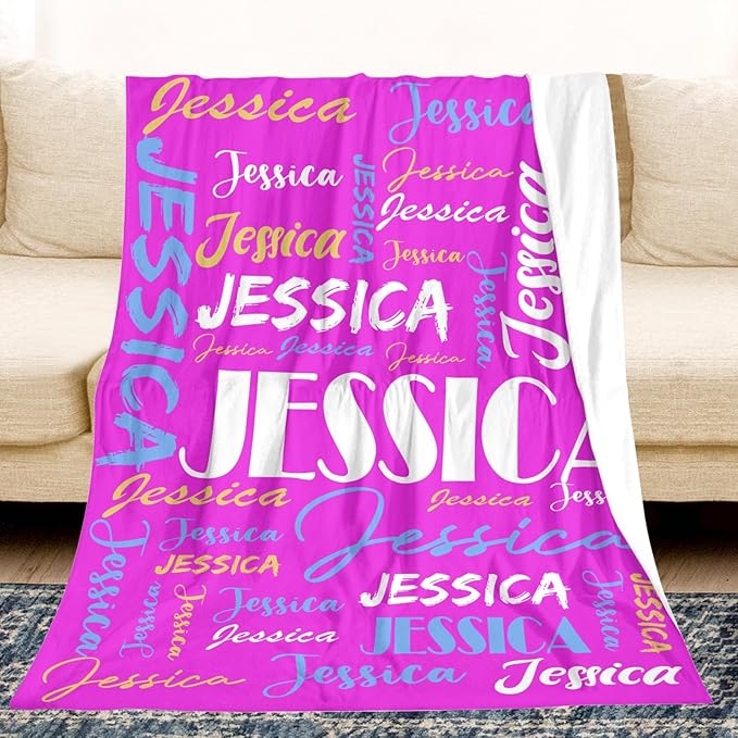 Dr.TOUGH Personalized Name Blanket Personalized Blanket for Adult Kids Flannel Customized Personalized Blankets and Throws