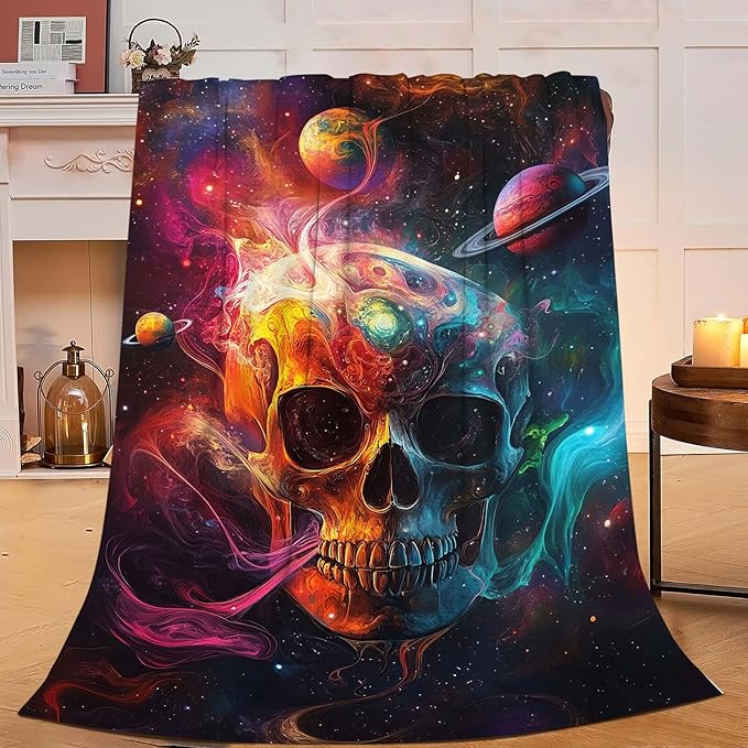 Skull Blanket Skeleton Throw Blanket Gifts for Women Girls Men Boys Kids Adults Super Soft Cozy Plush Fluffy Fuzzy Fleece Blanket Decor 40''X50''