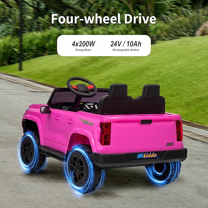 24V 2 Seater Ride on Toy for Big Kids, Electric SUV Kids Car to Drive with Parent Remote, 2WD/4WD Switchable - Pink