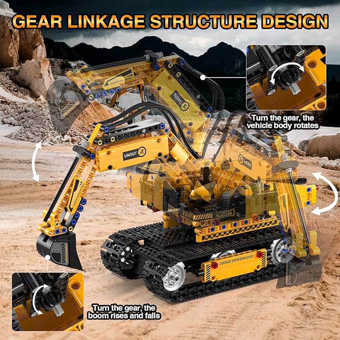 5 in 1 Building Toys STEM Robotics Kit for Kids 6-14, Remote & APP Controlled STEM Excavator/Truck/Robot/Bulldozer/Roller, 535 PCS Blocks RC Robot Erector Sets, Birthday Gift for 8 10 11 12+ Years Old