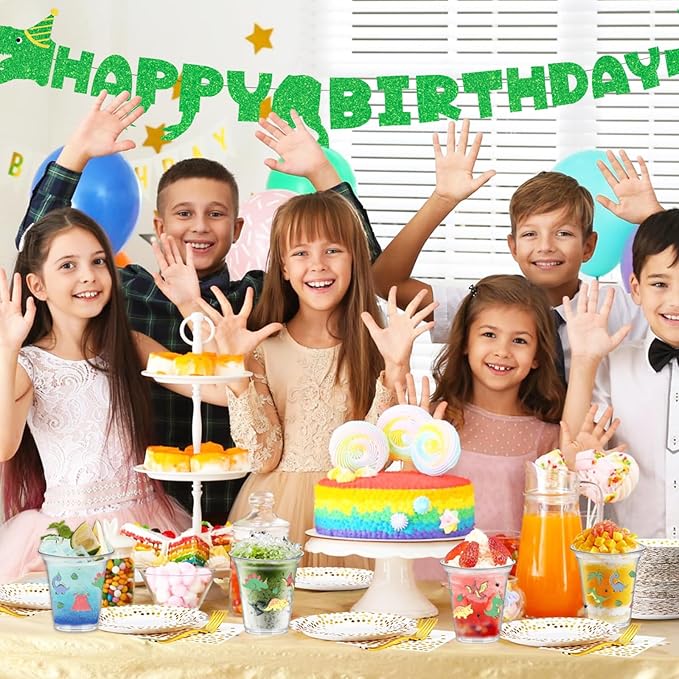 QICI 40pcs Dinosaur Party Cups Dinosaurs disposable Plastic Cups Dinosaur Themed Drinking Cups for Kids Dinosaurs Birthday Party Decorations Supplies