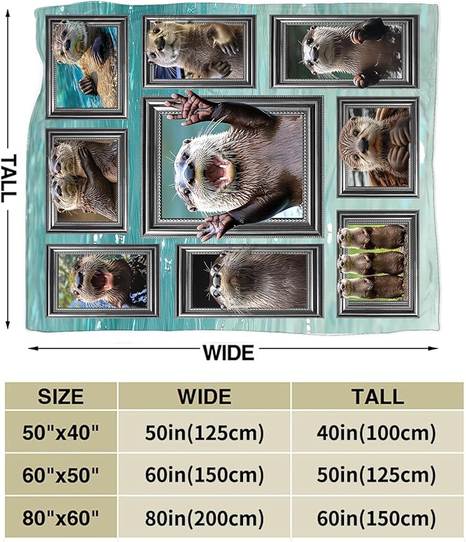 Otter Blanket Fleece Soft Warm Plush Sea Otter Throw Blanket Lightweight Plush Fuzzy Cozy Blankets for Lover Kids Adult Suitable for Couch Sofa Bed 80"X60"