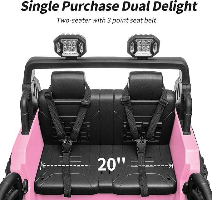 2 Seater Ride on Car Toy, 24V 4WD Electric Car for Kids 4-8 with Remote Control, 4x200W Motors, Capacity 150 lb - Light Pink